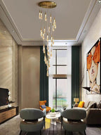 Spiral Raindrop Crystal Pendant Light For Foyer And Entryway