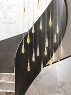 Spiral Raindrop Crystal Pendant Light For Foyer And Entryway