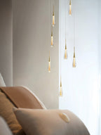 Spiral Raindrop Crystal Pendant Light For Foyer And Entryway