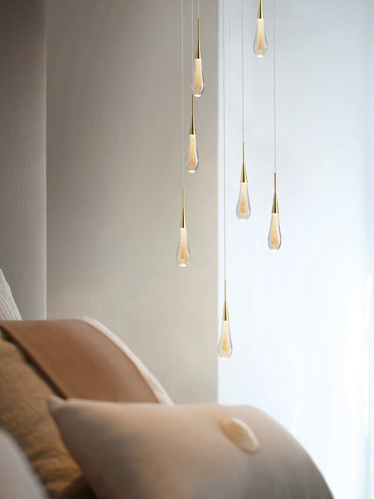 Spiral Raindrop Crystal Pendant Light For Foyer And Entryway