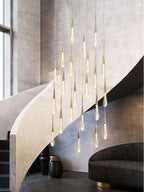 Spiral Raindrop Crystal Pendant Light For Foyer And Entryway