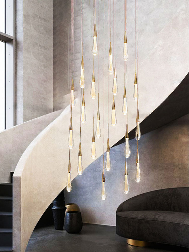 Spiral Raindrop Crystal Pendant Light For Foyer And Entryway