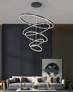 Circle Linear Modern Lighting Fixture for Living Room and High Ceiling Foyer