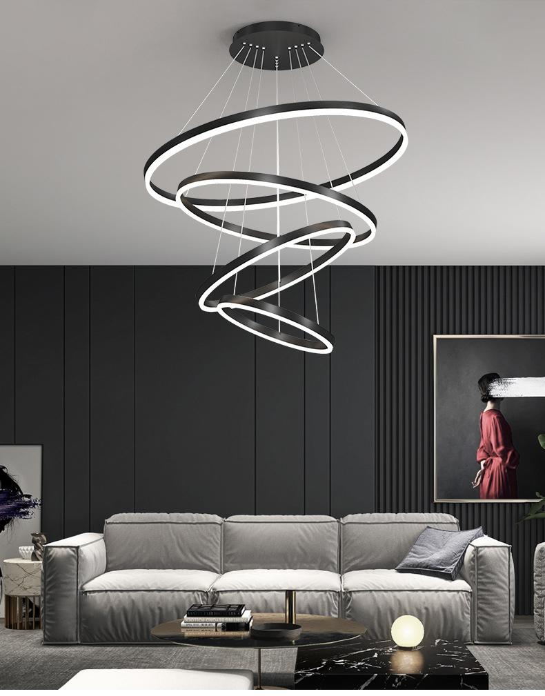 Circle Linear Modern Lighting Fixture for Living Room and High Ceiling Foyer