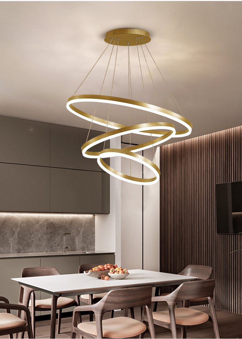 Circle Linear Modern Lighting Fixture for Living Room and High Ceiling Foyer