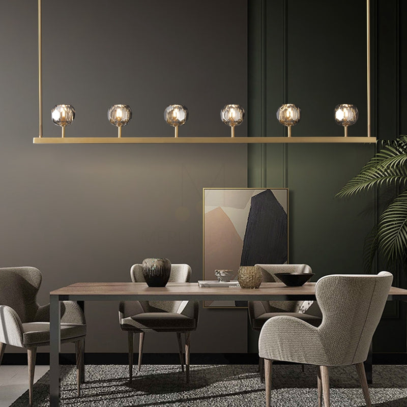 Kristal Ball Linear Crystal Chandelier, Dining Table Lamp, Kitchen Island Lamp