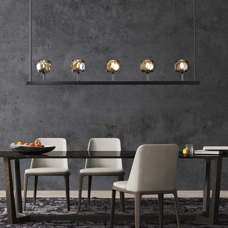 Kristal Ball Linear Crystal Chandelier, Dining Table Lamp, Kitchen Island Lamp