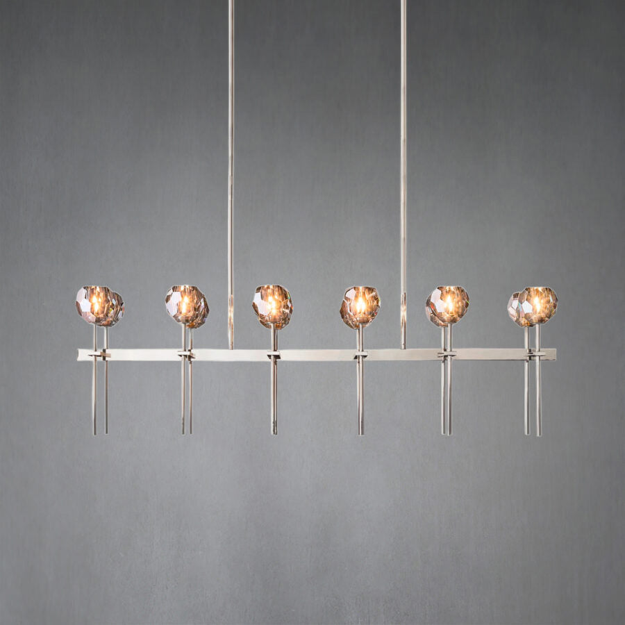 Kristal Ball Linear Crystal Chandelier, Dining Table Lamp, Kitchen Island Lamp