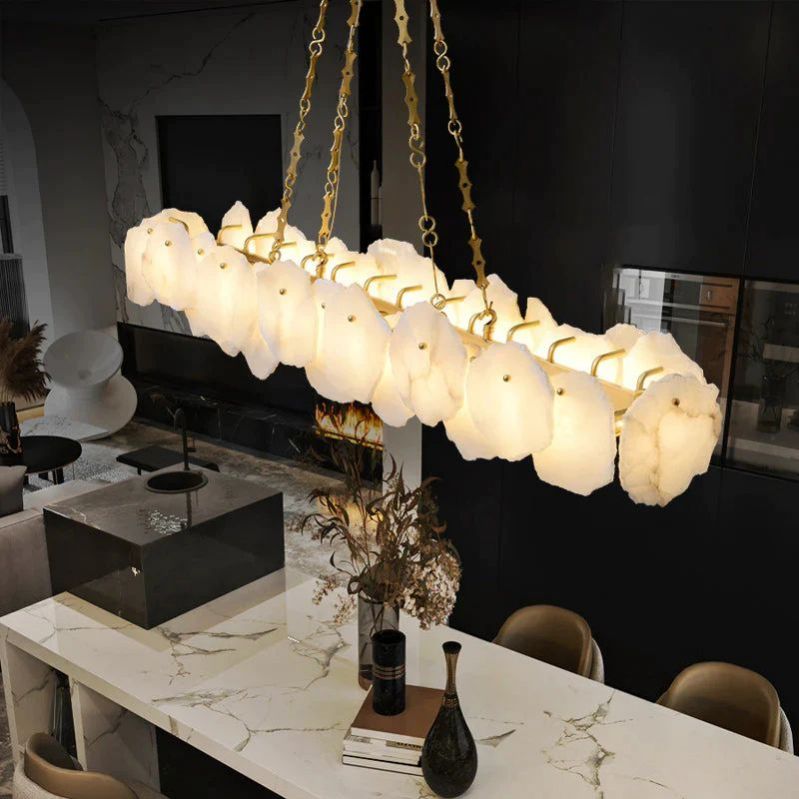 Waugor Alabaster OvalI Chandelier, Dining Room Chandelier