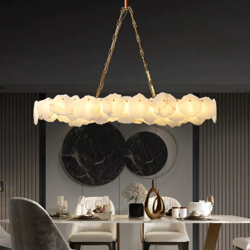 Waugor Alabaster OvalI Chandelier, Dining Room Chandelier