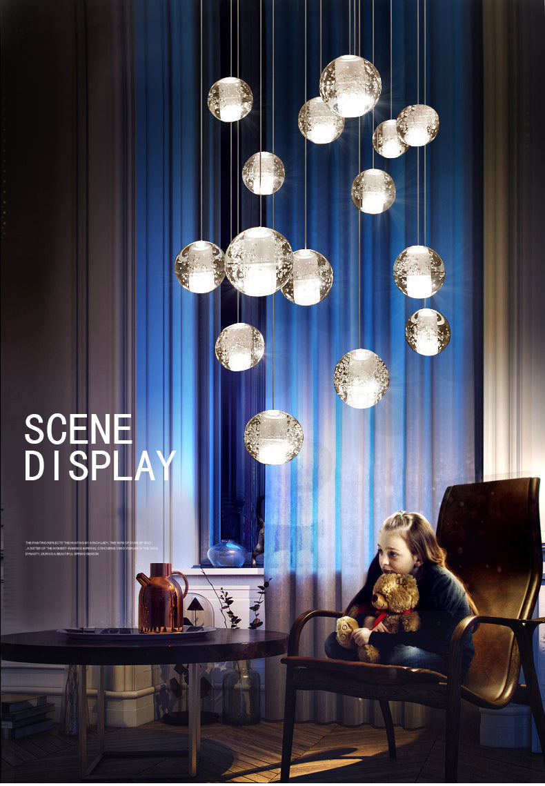 Spiral Multi-Light Crystal Bubble Chandelier For Large & Small House Lobby