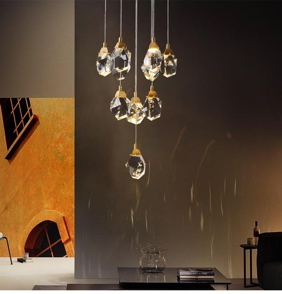 Luxury Raindrop Diamond Crystal Staircase Chandelier - Home Innovation Design