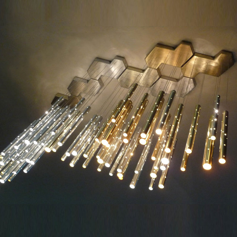 Romantic Long Drop Starlight Cylindrical Chandelier