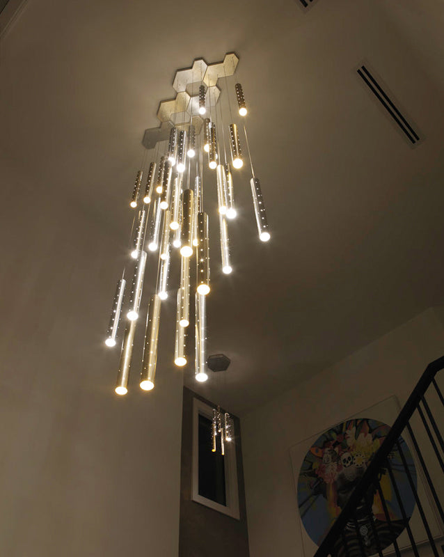 Romantic Long Drop Starlight Cylindrical Chandelier