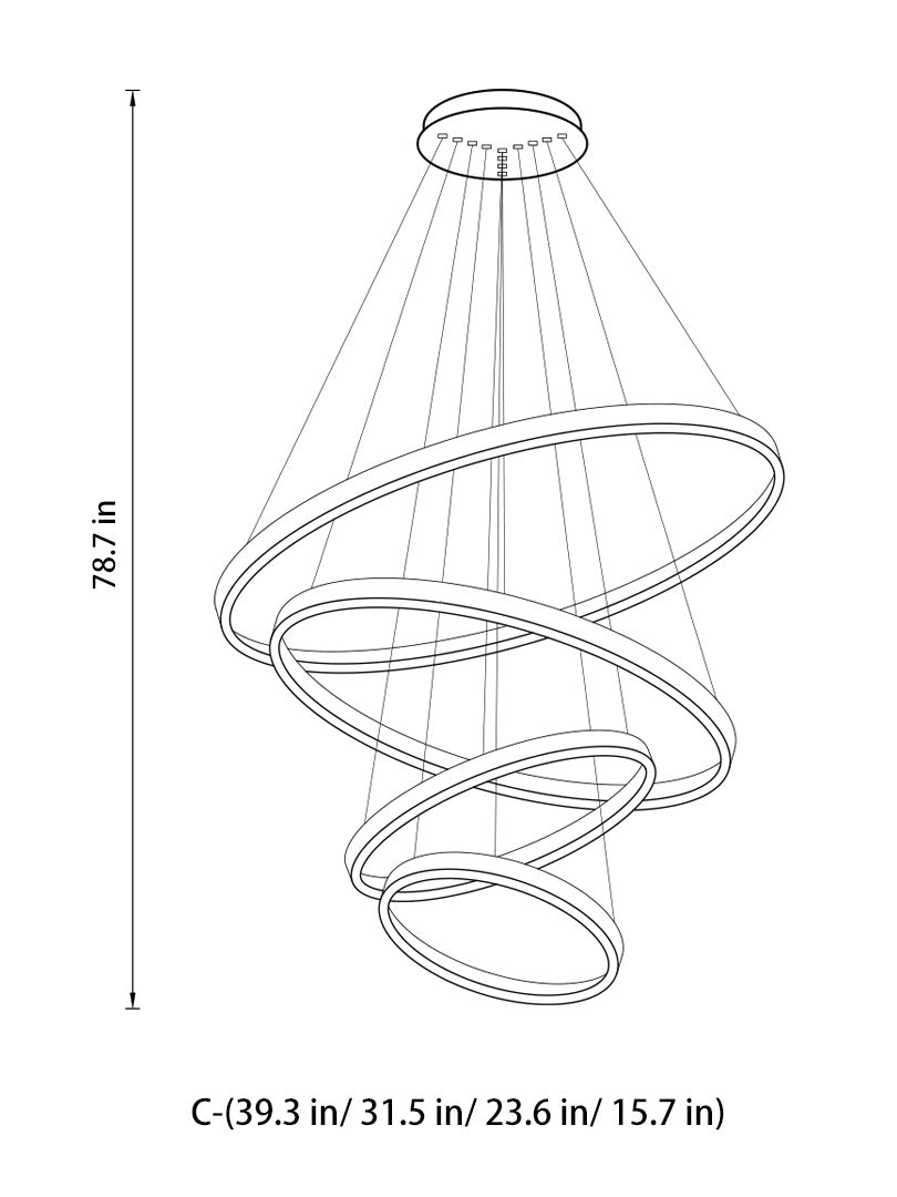 Circle Linear Modern Lighting Fixture for Living Room and High Ceiling Foyer