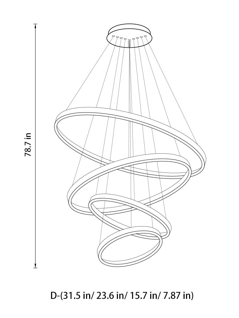 Circle Linear Modern Lighting Fixture for Living Room and High Ceiling Foyer