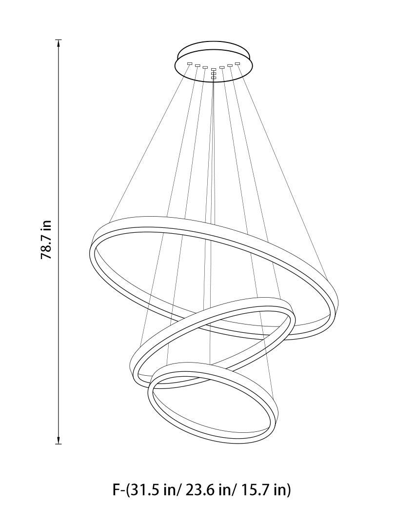 Circle Linear Modern Lighting Fixture for Living Room and High Ceiling Foyer