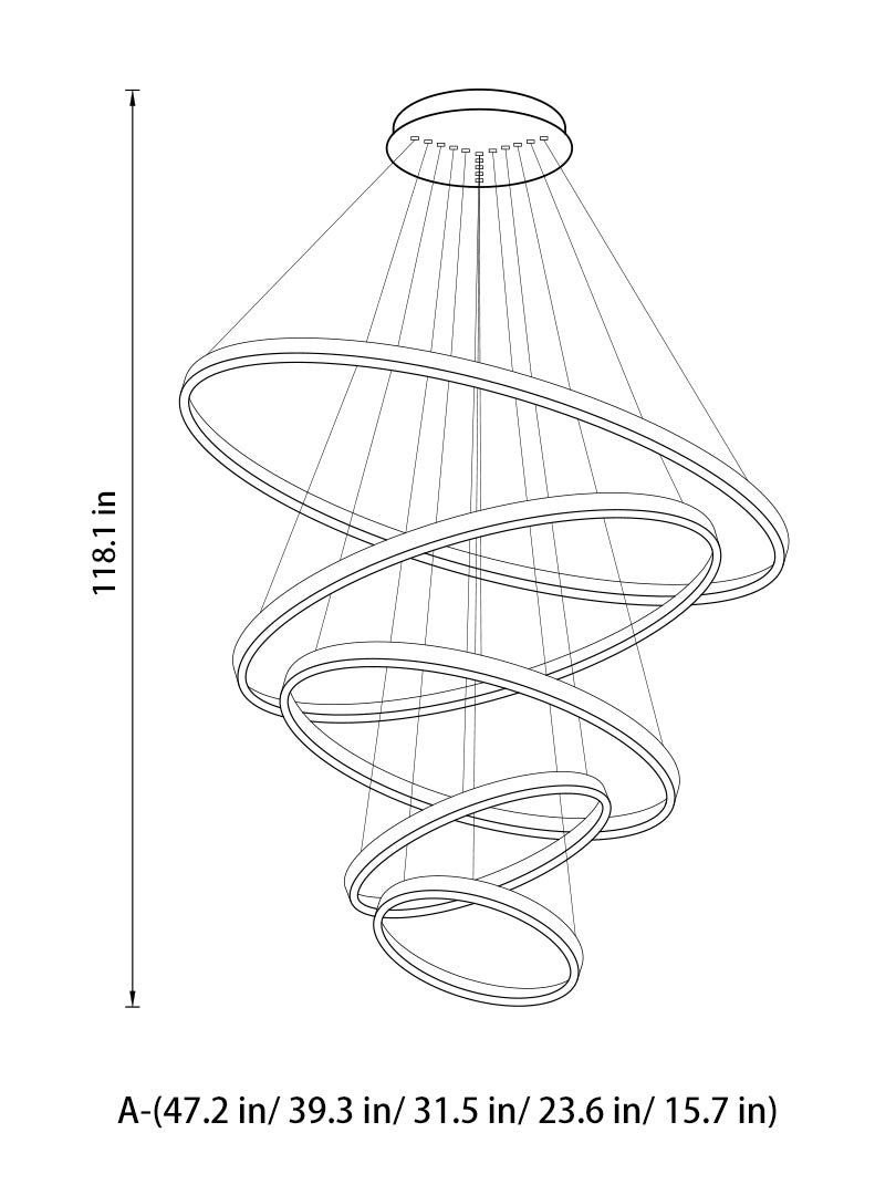 Circle Linear Modern Lighting Fixture for Living Room and High Ceiling Foyer