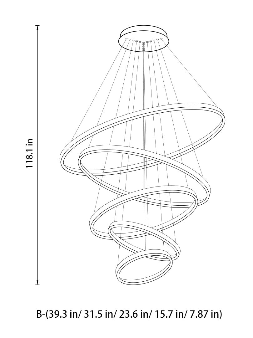 Circle Linear Modern Lighting Fixture for Living Room and High Ceiling Foyer