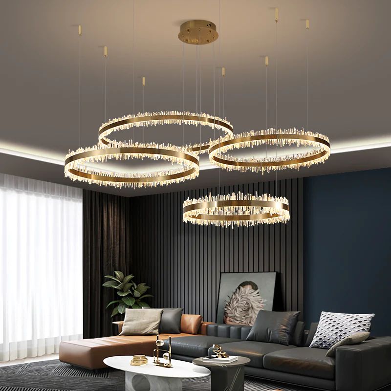 Rose Rock Crystal Rings Luxury Chandelier Modern Chandelier Dining Room