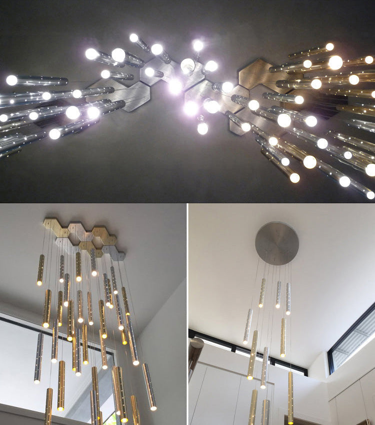Romantic Long Drop Starlight Cylindrical Chandelier